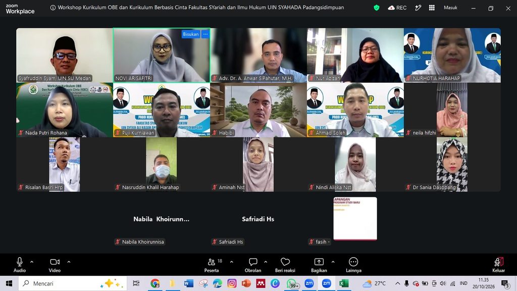Prodi HKI dan HES UIN Syahada Perkuat Kurikulum OBE Berbasis Cinta melalui Workshop Daring